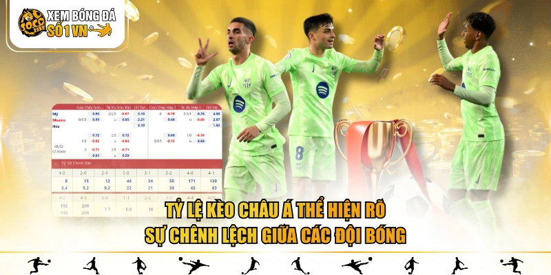 Tỷ lệ kèo châu Á thể hiện rõ sự chênh lệch giữa các đội bóng